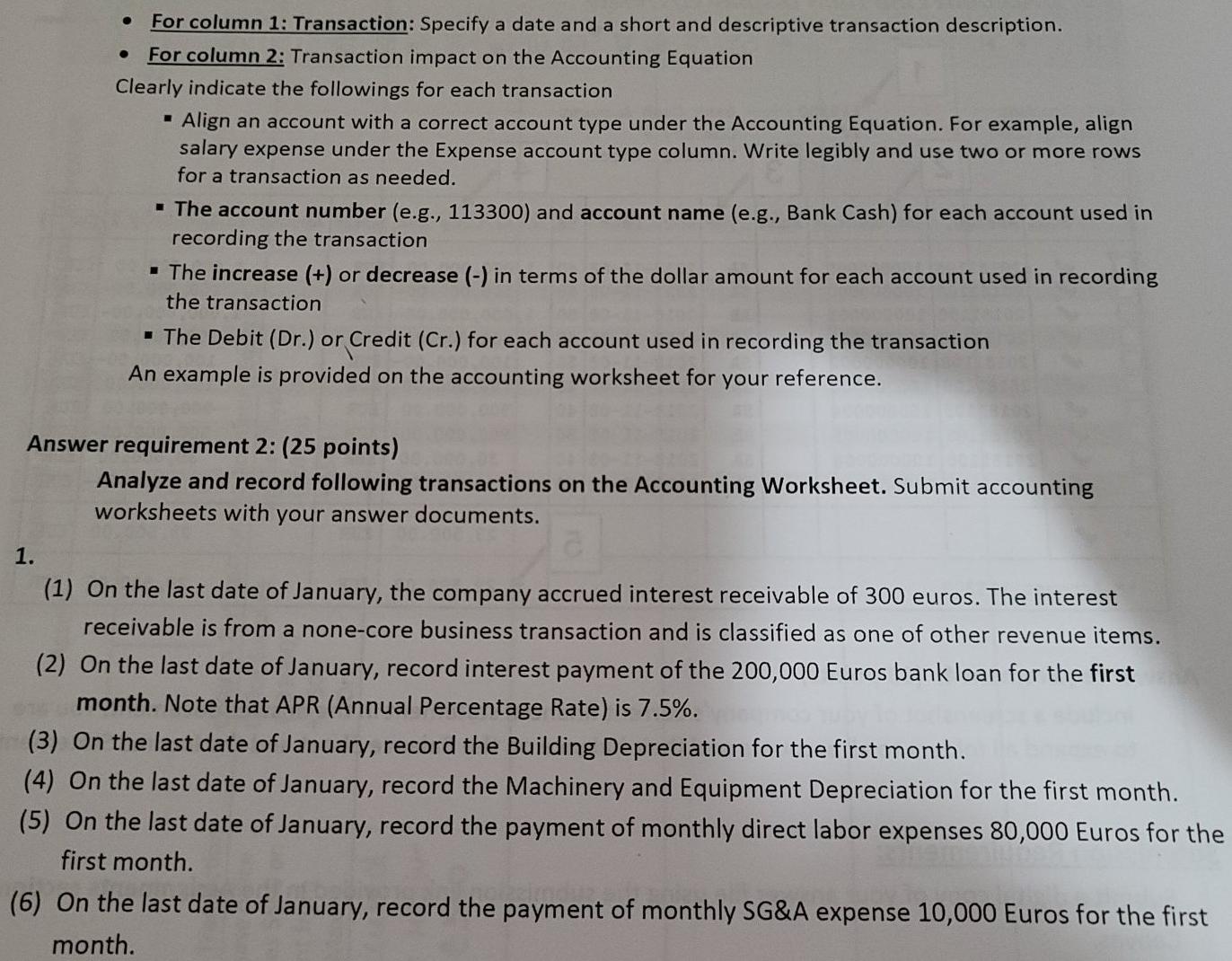 worksheet provided. Please help and explain. Financial Accounting Transaction Worksheet Assets Liabilities