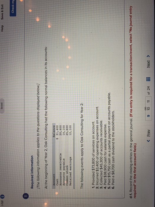  HW Saved Help Save & Exit Check my Required information (The