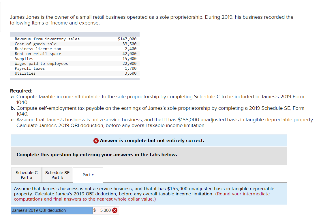 small retail business operated as a sole proprietorship. During 2019, his business