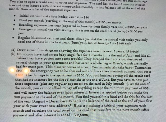 points) Congratulations you are a new parent to a lovely four-legged furr