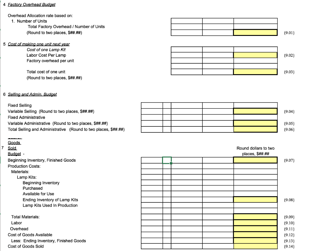 {4.01} {4.02} {4.03) Projected Variable Manufacturing Cost Per Unit $20.70 {4.04} Total
