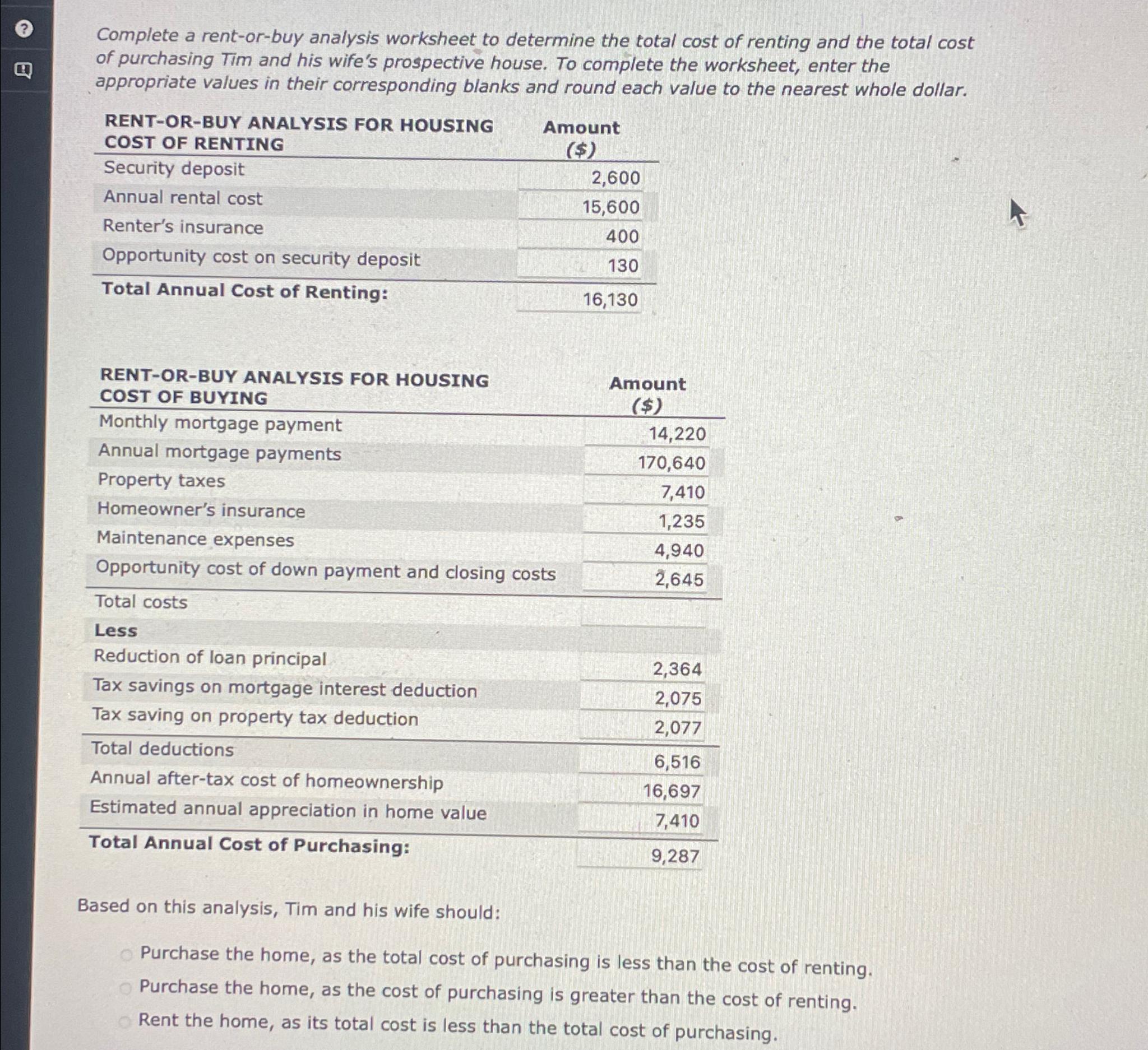  Rent versus buy analysis - Part 2 Which is better: to