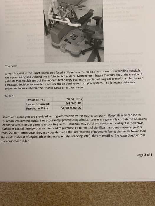 Introduction: Case Study Surgical Robot Arms Race In the greater Sattle-Tacoma a