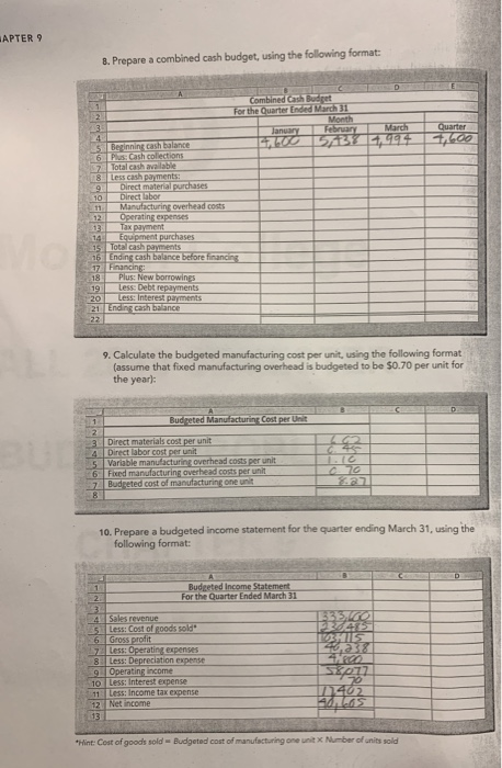 first quarter of the upcom ing year. The following data pertain to