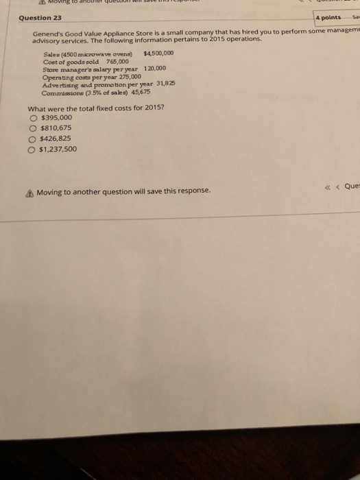  Question 23 4 points Sa Genend's Good Value Appliance Store is