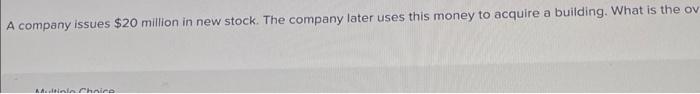  A company issues ( $ 20 ) million in new stock.