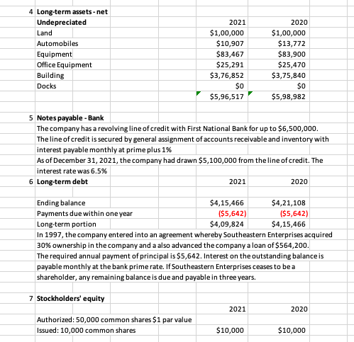resulting from your analytical procedures to bring Oceanview Marine Company into compliance