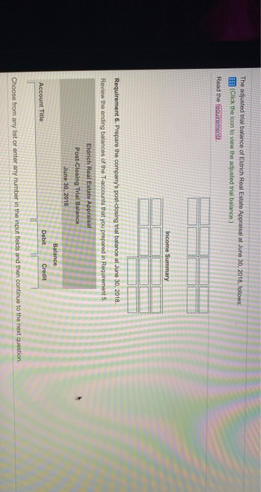 report format June 30, 2018 4. Journalize the closing entries. 5. T-accounts