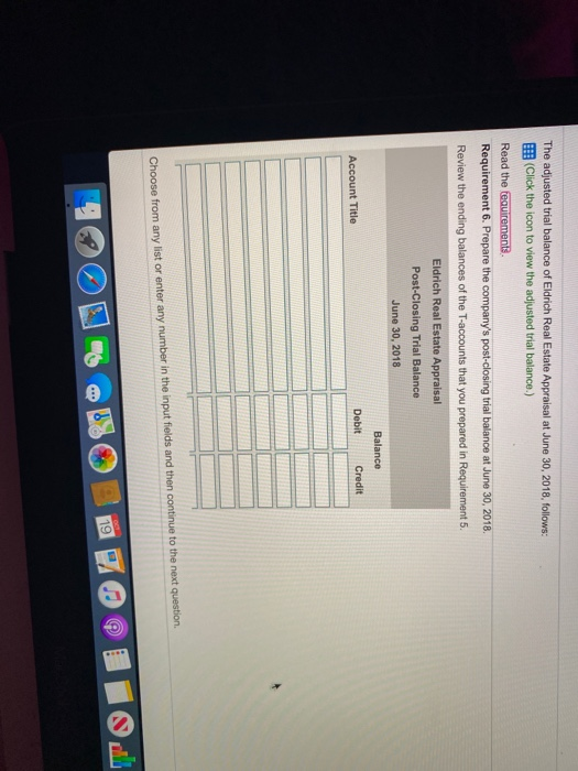 the closing entries to the T-accounts. 6. Prepare the company's post-closing trial