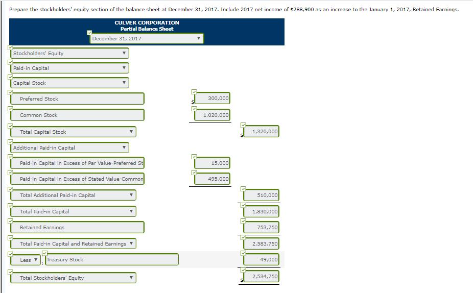 2017, were as follows. Preferred Stock (6%, $100 par noncumulative, 5,000 shares