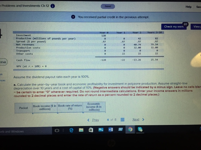 please help! Problems and Investments Ch 12 i) Saved Help Sav You