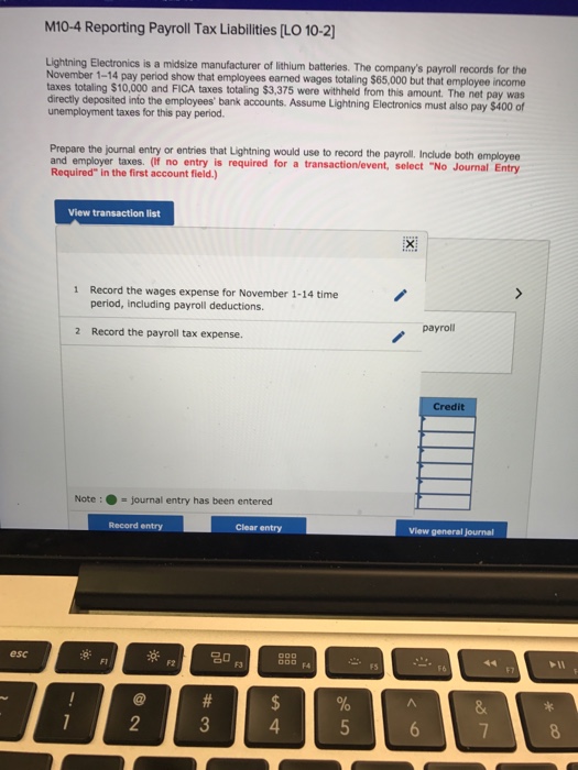  Complete the journal entry M10-4 Reporting Payroll Tax Liabilities LO 10-2]