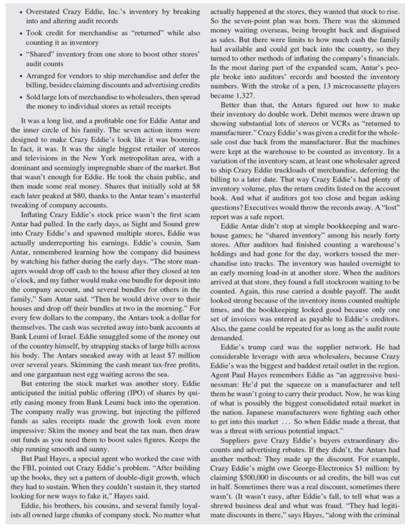 How was the fraud committed? How could such fraud be discovered? CASE