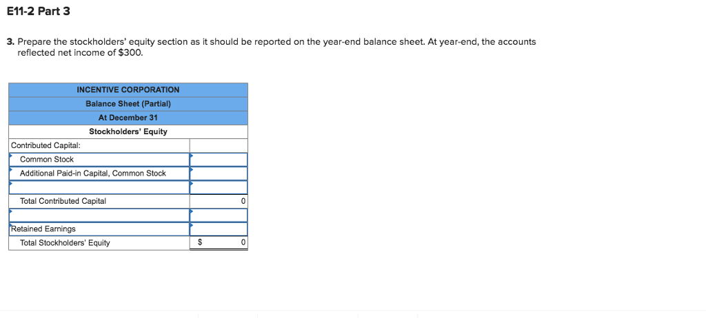 Required information E11-2 Reporting Stockholders' Equity and Determining Dividend Policy [LO 11-2,