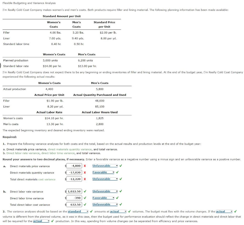 Please help showing formulas when necessary. Thank you! Flexible Budgeting and Variance