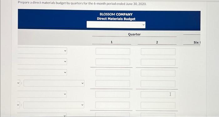 the following data for the 6 months ending June 30, 2020 Sales
