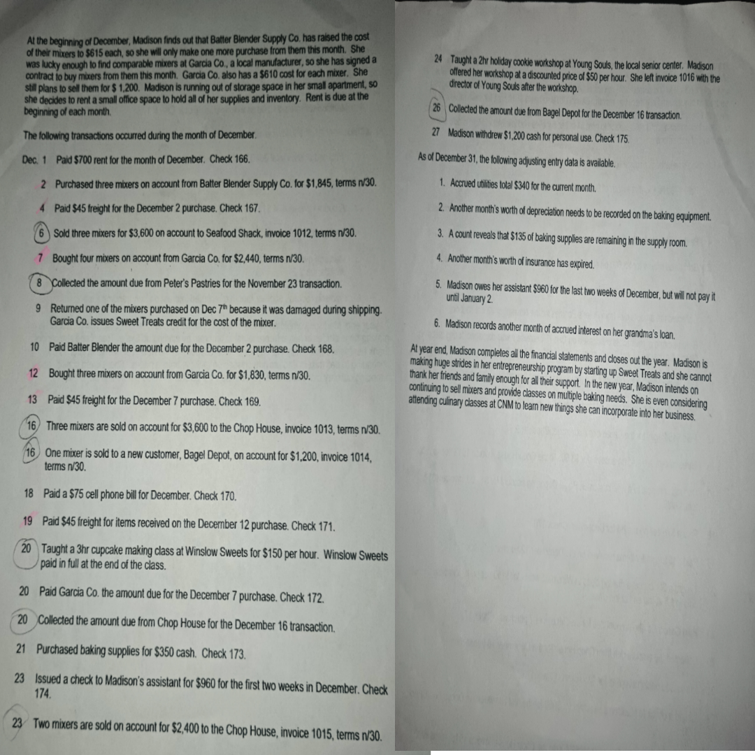  help with the multi step income statement Al the beginning of