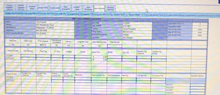 SSN: 056-23-4593 401(k) deduction: 2% Section 125 deduction: $190.00 B-Shang Mary Shangra