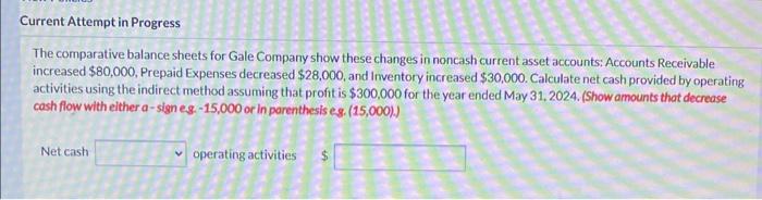  The comparative balance sheets for Gale Company show these changes in