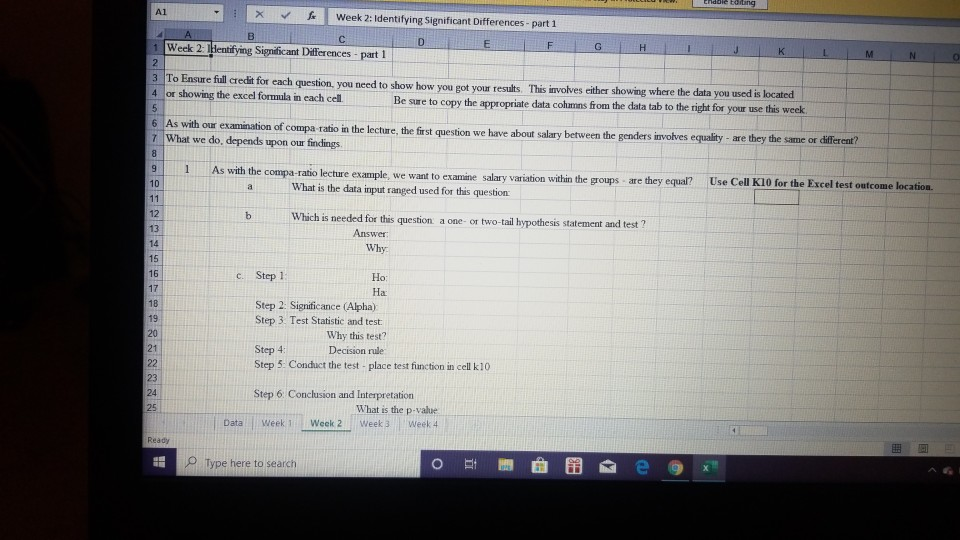  X f Week 2: Identifying Significant Differences - part 1 AB