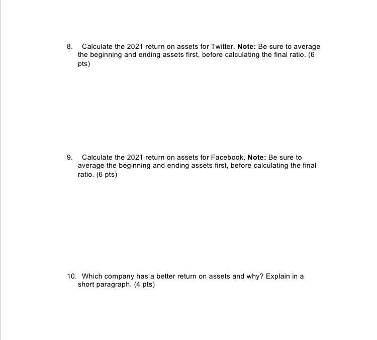 2021 accounts receivable turnover ratio for Twitter. Note: Be sure to average