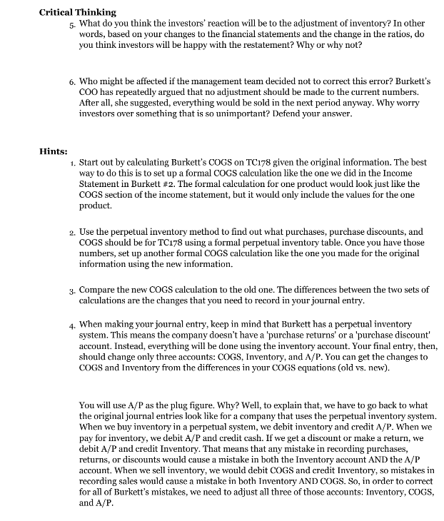 correcting the financial statements for an inventory calculation error. (See Topic Guides