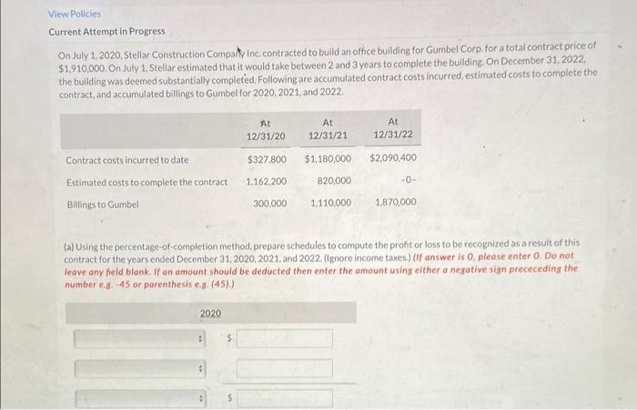  View Policies Current Attempt in Progress On July 1, 2020, Stellar
