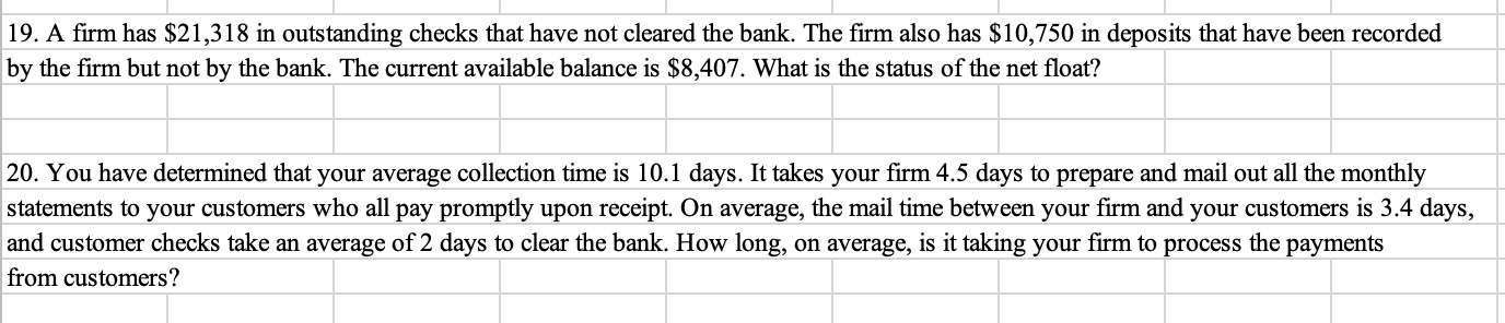  A firm has $21,318 in outstanding checks that have not cleared