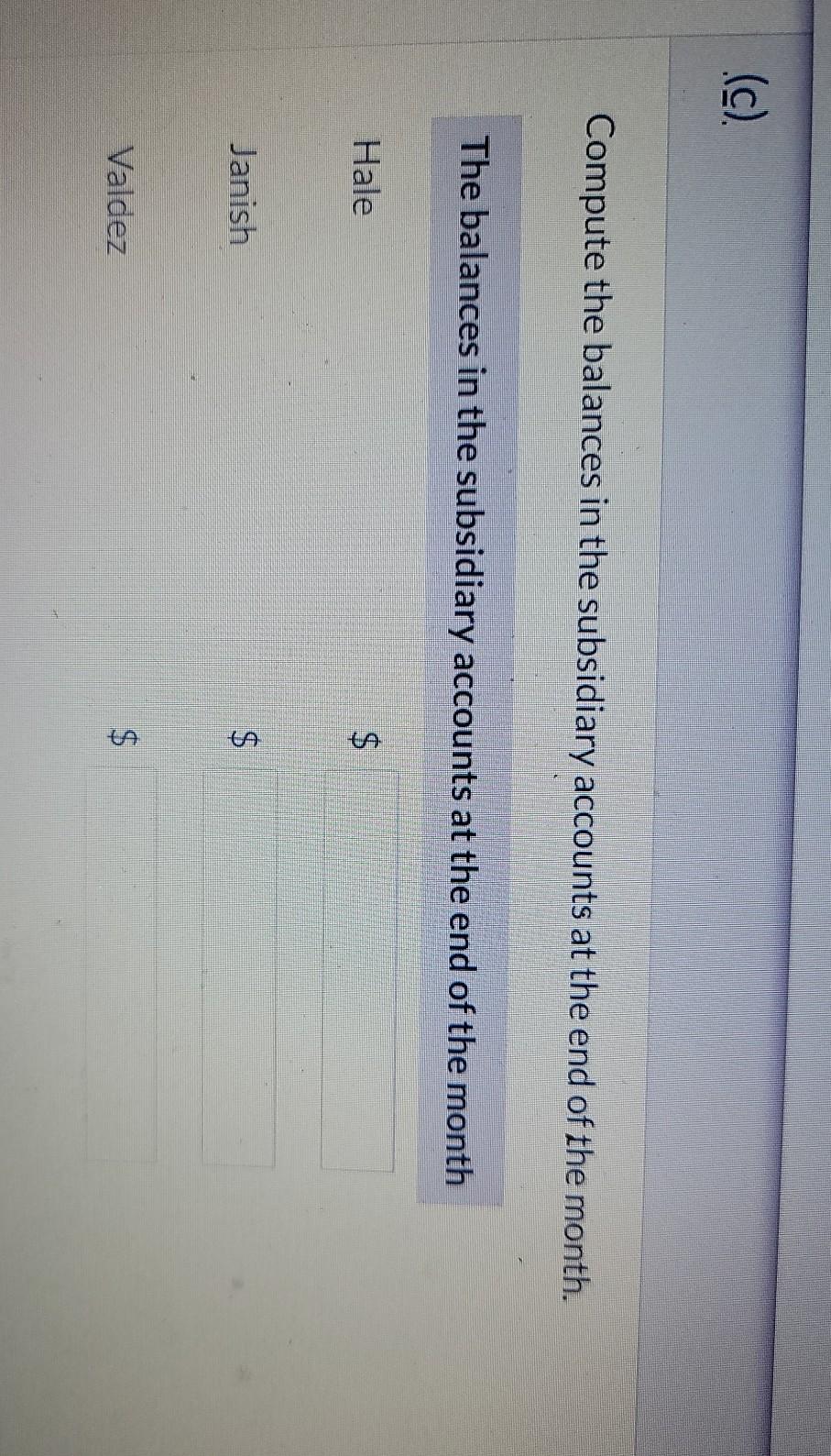 on January 1, 2022. The subsidiary ledger contains three accounts: Hale Company,