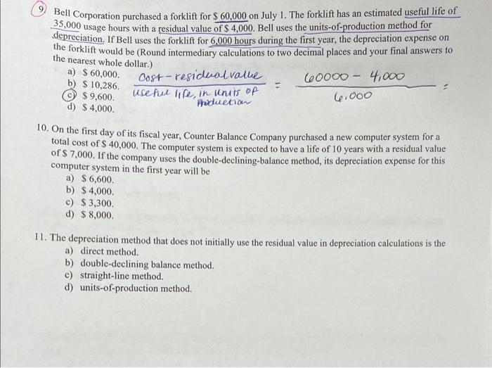 Question 9: Did I do the right calculations? The correct answer