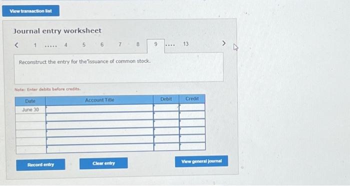 5. 6 7 8 13 Reconstruct the fournal entry for cash parments