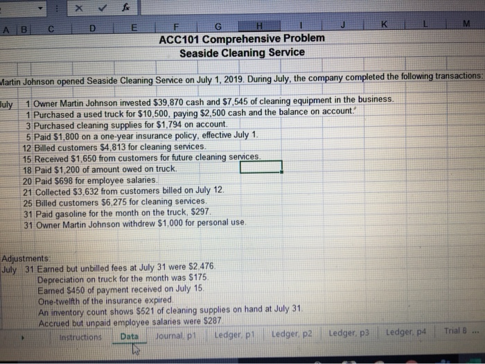 the data, and i have to make a journal entry then a