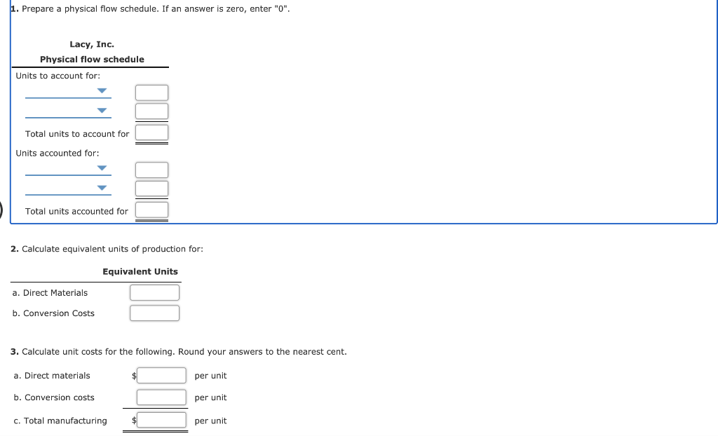 Costing Lacy, Inc., produces a subassembly used in the production of hydraulic