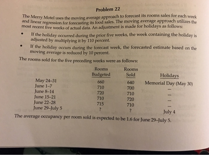  Problem 22 The Merry and linear regression for forecasting most recent