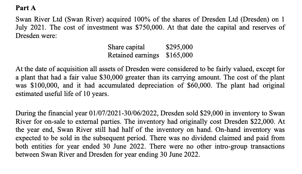  NEED THE ANSWER ACCORDING TO THIS FORMAT: Swan River Ltd (Swan
