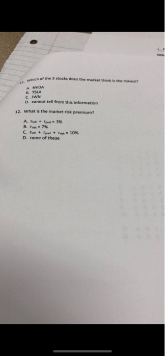 of the above are feasible 2. Which portfolio has the highest return