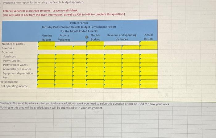 One division provides birthday parties at theif faclity. 3 Each party sold