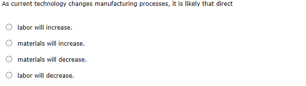 As current technology changes manufacturing processes, it is likely that direct