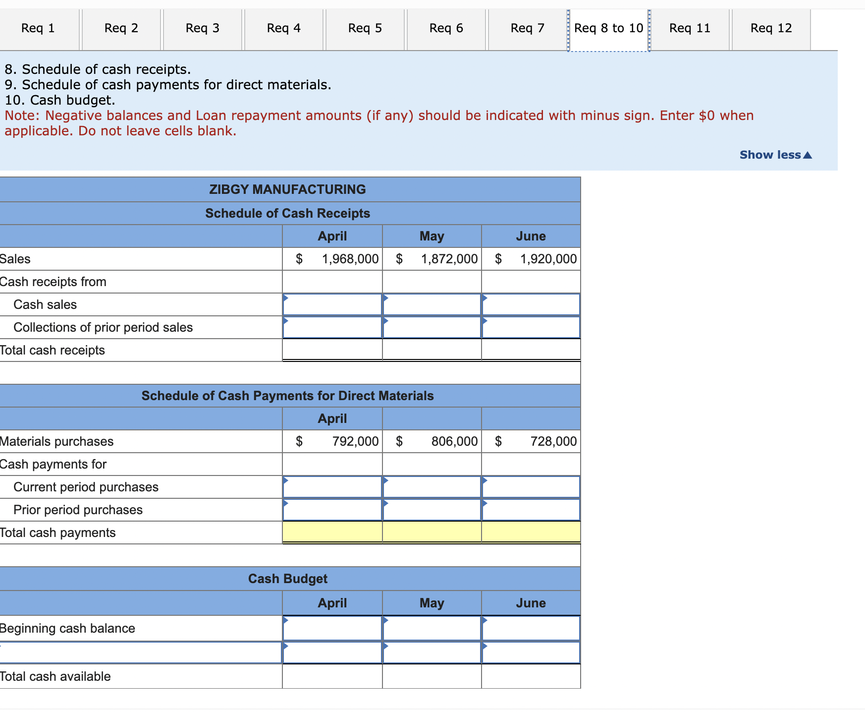 \\ \hline \\ \hline \\ \hline \multicolumn{4}{|l|}{ Total cash payments } \\