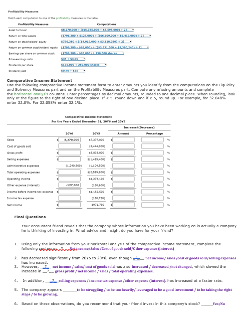  please help with Comparative Income Statement Comparative Income statement Use the