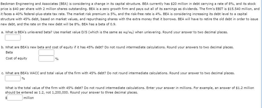 Beckman Engineering and Associates (BEA) is considering a change in its