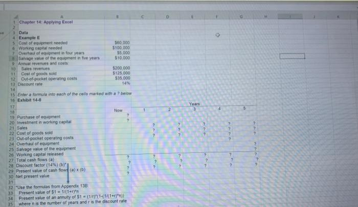 Need formluas for ? in excel Enter a formula info each of
