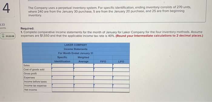 8.33 points Required information (The following information applies to the questions displayed