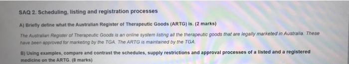  SAQ 2. Scheduling, listing and registration processes A) Briefly define what