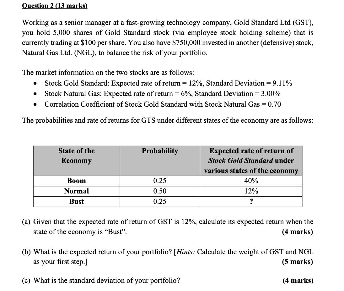  Question 2(13 marks) Working as a senior manager at a fast-growing