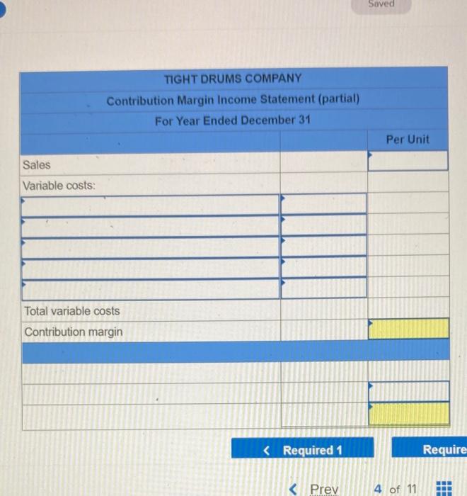 The following costs result from the production and sale of 4,150 drum