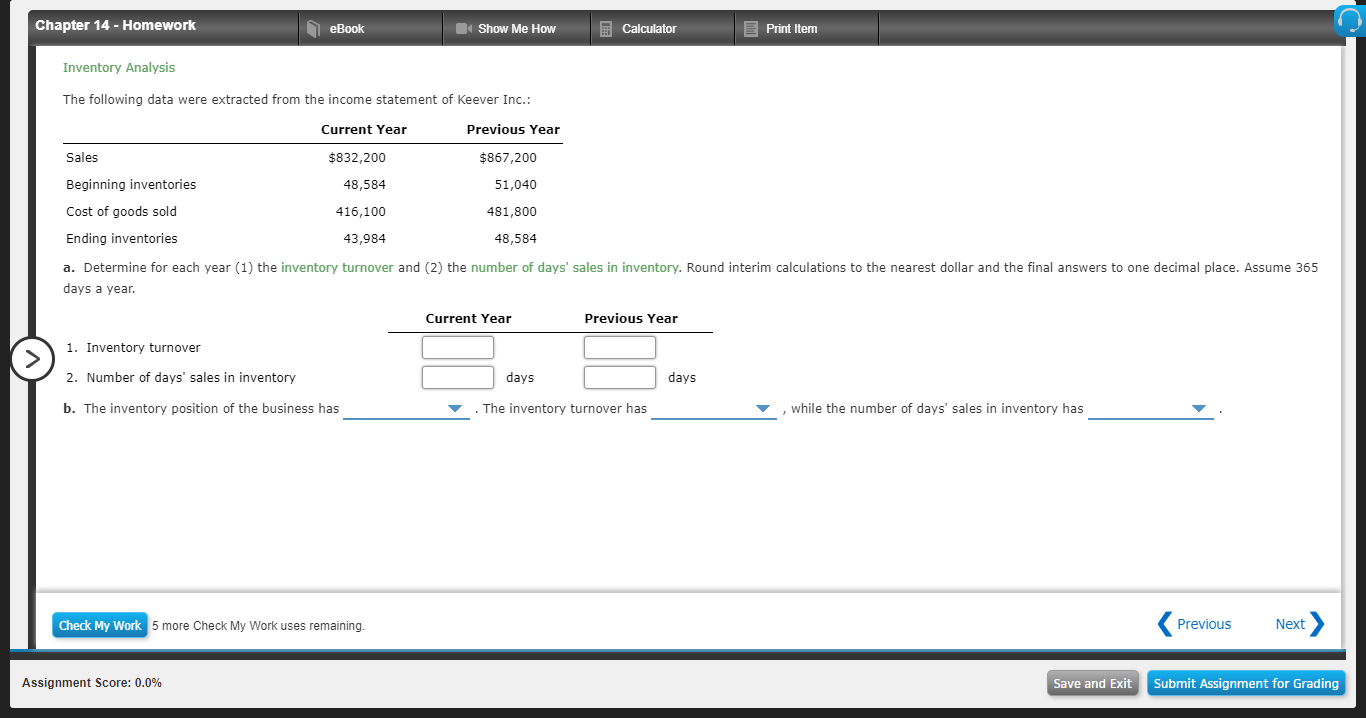 Chapter 14 - Homework O eBook E Print Item E Calculator