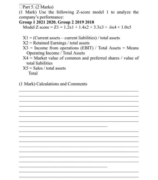 2017 for each of the following selected balance sheet and income statement