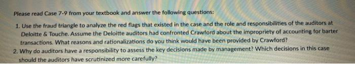 you think would have been provided by Crawford? 2. Why do auditors