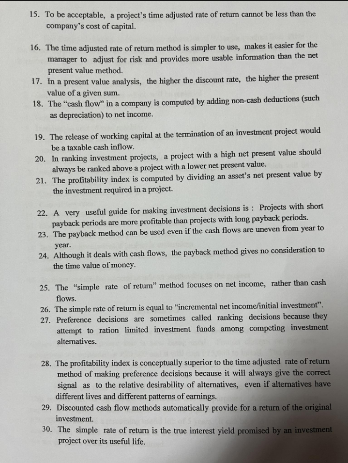 false if the statement is incorrect. Correct also the incorrect statements. 1.The